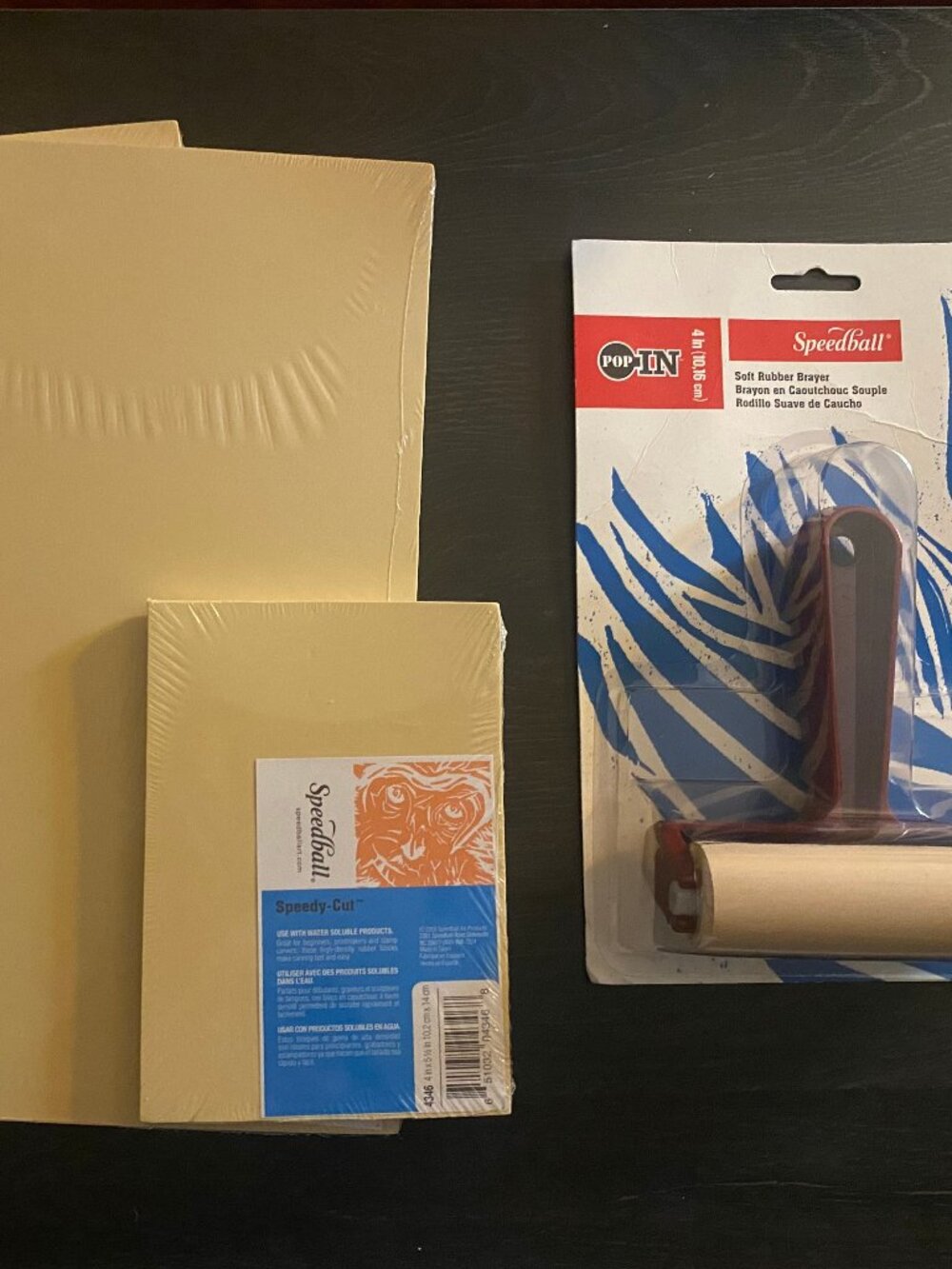 Speedball 3 Speedy-Cut carving blocks & 4" Soft Rubber Brayer lot